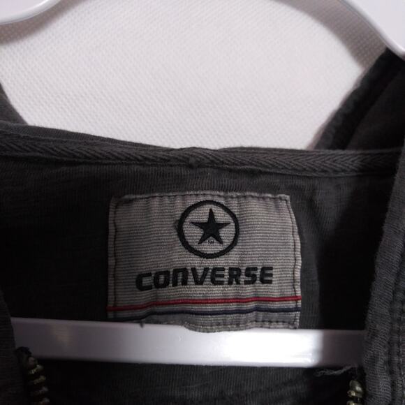 Vintage Y2k Converse All Star Slub Cotton Full Zip Hoodie Grey  Size L - Picture 6 of 10